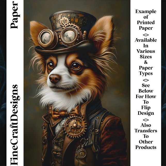 Steampunk Papillon Dog Portrait CQ1 Craft Paper (Creator heeft geüpload)