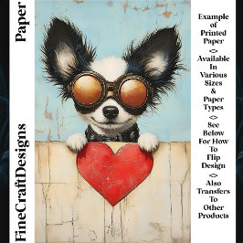 Steampunk Papillon Dog, Red Heart CQ3  Craft Paper
