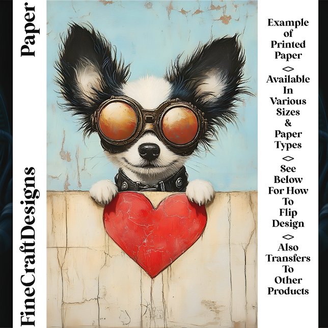 Steampunk Papillon Dog, Red Heart CQ3  Craft Paper (Creator heeft geüpload)