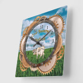Steampunk ~ Pardon My Methane ~ Koe Powered Vierkante Klok (Hoek)