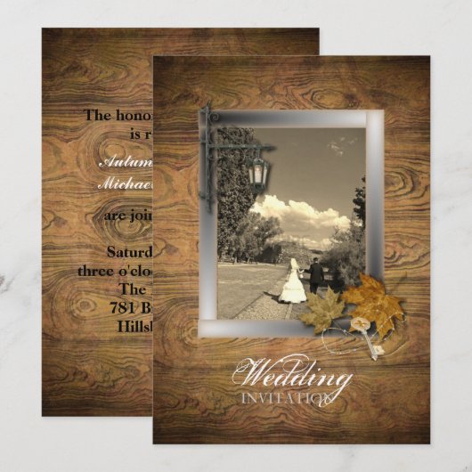 Steampunk Parijs Herfstbladeren Herfst Bruiloft Kaart (Voorkant / Achterkant)