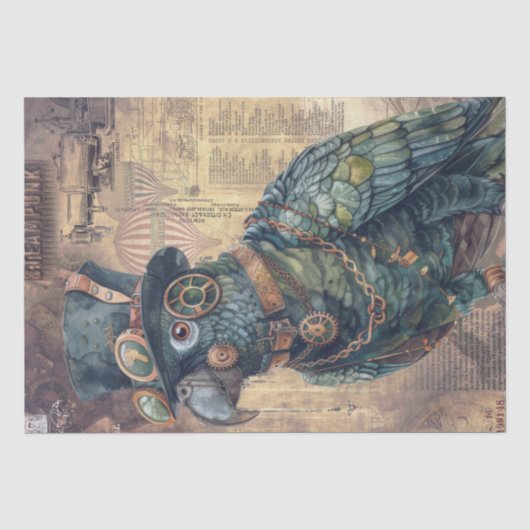 Steampunk Parrot Tissuepapier (Voorkant)