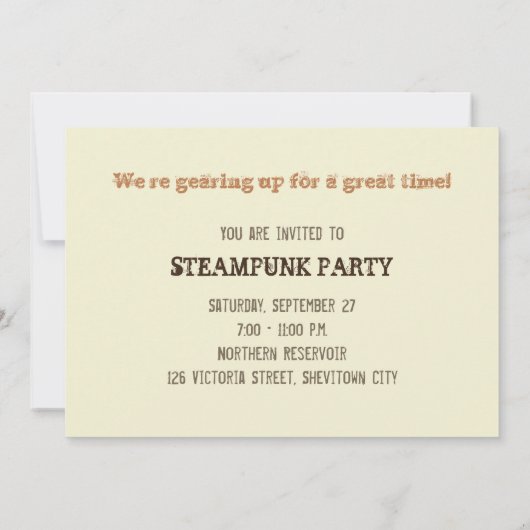 Steampunk  Party Invitation, Gears/Dirigibl Kaart (Achterkant)