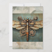 Steampunk Party Mechanische Dragonfly Kaart (Achterkant)