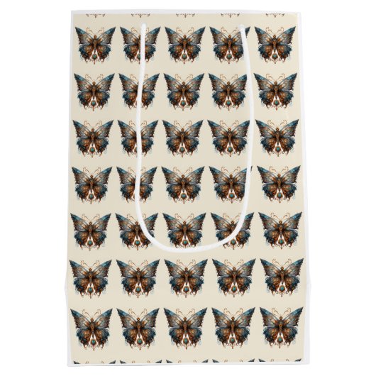 Steampunk party vlinder medium cadeauzakje (Achterkant)