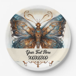 Steampunk party vlinder papieren bordje