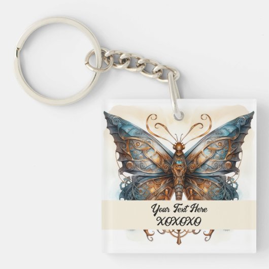 Steampunk party vlinder sleutelhanger (voorkant)