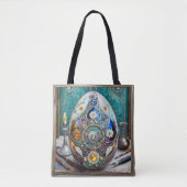 Steampunk Pasen Versierd Blauwe Ei Tote Bag (Voorkant)