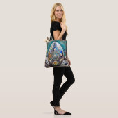 Steampunk Pasen Versierd Blauwe Ei Tote Bag (Op model)