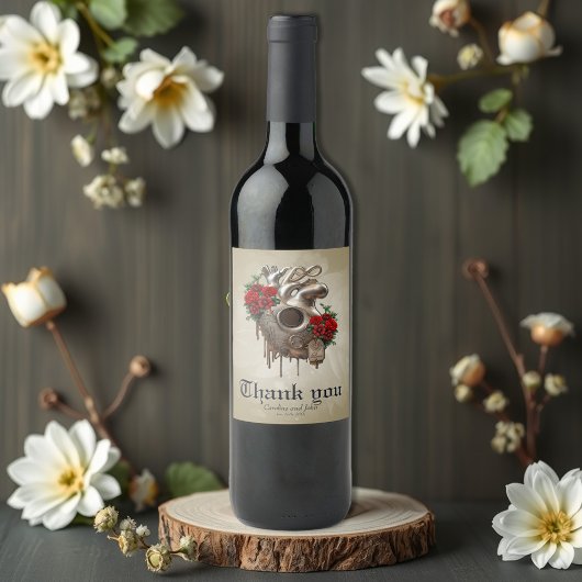 Steampunk Passion, het mechanische hart van de lie Wijn Etiket