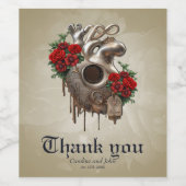 Steampunk Passion, het mechanische hart van de lie Wijn Etiket (Enkel label)