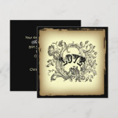 steampunk pastel yellow flourls Victoriaans Kaart (Voorkant / Achterkant)