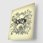 steampunk pastel yellow flourls Victoriaans Vierkante Klok (Hoek)