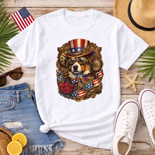 Steampunk Patriotic Dog T-shirt