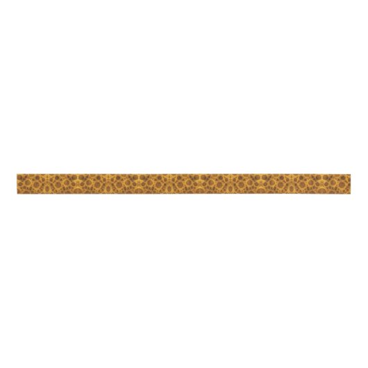Steampunk Pattern Gold en Brown Grunge Ribbon Grosgrain Lint (Voorkant)