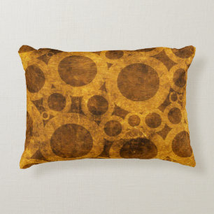 Steampunk Pattern Grunge Brown Gold Accent Pillow Kussen