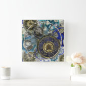 Steampunk Patterns wheels, gears cogs and things Vierkante Klok (Huis)