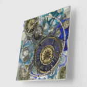 Steampunk Patterns wheels, gears cogs and things Vierkante Klok (Hoek)