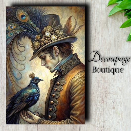 Steampunk Pauw Heren Decoupage Tissuepapier