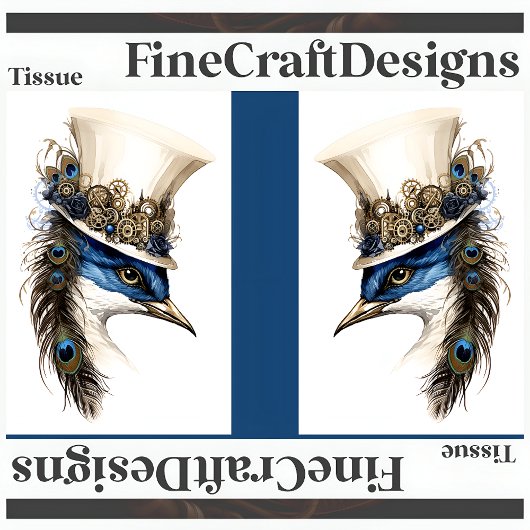 Steampunk Peacock In Een Pet Decoupage LR 135 Tissuepapier