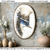 Steampunk Peacock in een Pet Decoupage R 135 Tissuepapier