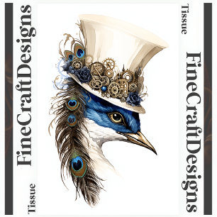 Steampunk Peacock in een Pet Decoupage R 135 Tissuepapier