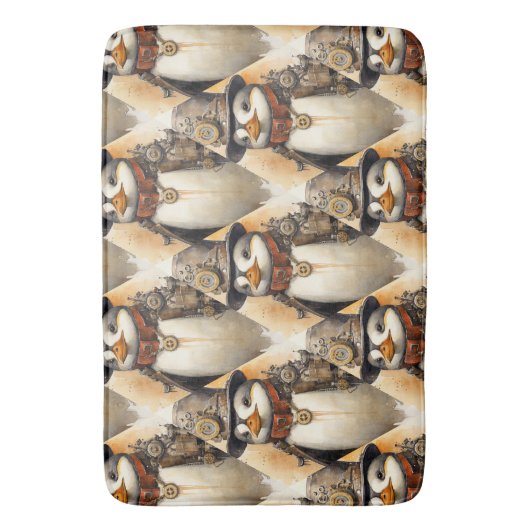 Steampunk Penguin 1 Patroon Badmat (Voorkant Verticaal)