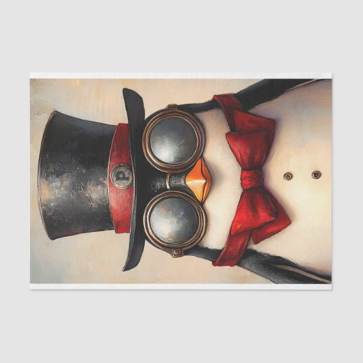 Steampunk Penguin Custom Initiaal BA2 Decoupage Tissuepapier (Voorkant)