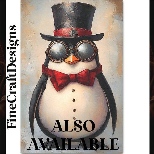 Steampunk Penguin Custom Initiaal BA2 Decoupage Tissuepapier