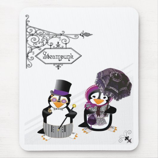 Steampunk Penguin Mousepad Muismat (Voorkant)
