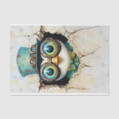 Steampunk Penguin Peeking Thru Hole AZ8 Decoupage Tissuepapier (Voorkant)