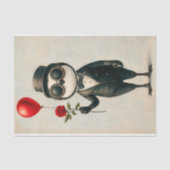 Steampunk Penguin, Red Rose, Ballon AJ1 Decoupage Tissuepapier (Voorkant)