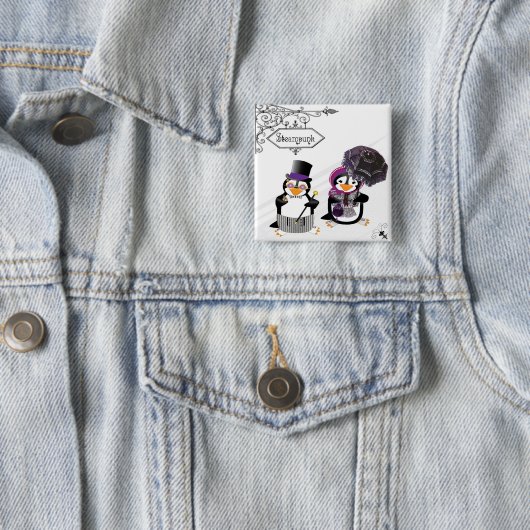 Steampunk Penguins Button (In situ)