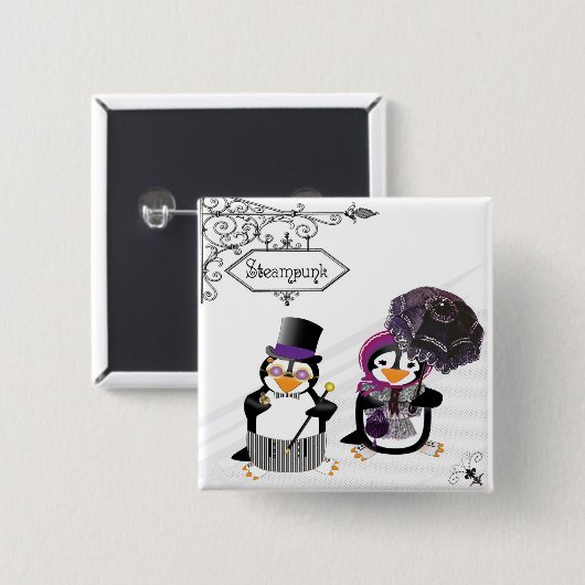 Steampunk Penguins Button (Voorkant /achterkant)
