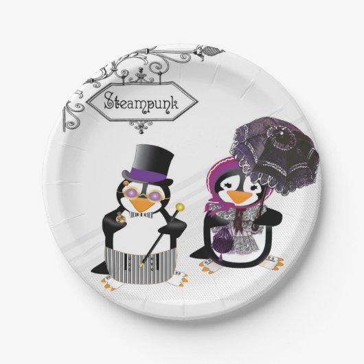 Steampunk Penguins Papieren Bordje (Voorkant)