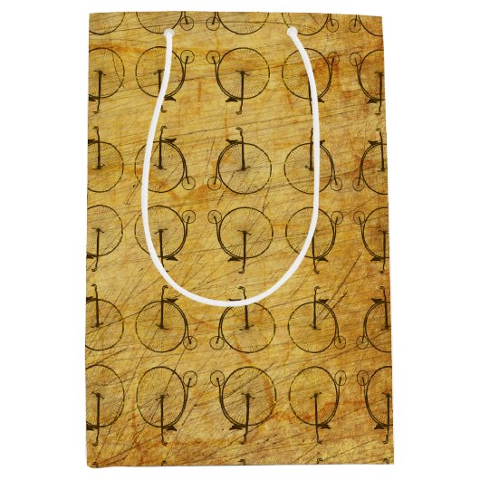 Steampunk Penny-farthing Bicycles Pattered Medium Cadeauzakje (Voorkant)