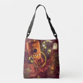 Steampunk penny-farthing grootvader kloktandwielen crossbody tas (Achterkant)