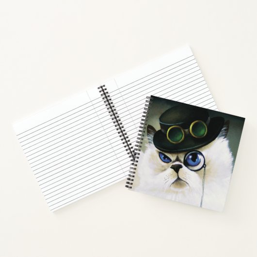 Steampunk Persian Cat Notitieboek (Binnen)