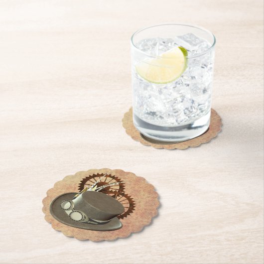 Steampunk-Pet en -tandwielen Kartonnen Onderzetters (Insitu)