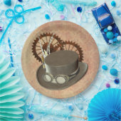 Steampunk-Pet en -tandwielen Papieren Bordje (Feest)