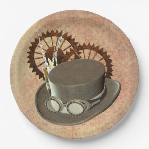 Steampunk-Pet en -tandwielen Papieren Bordje