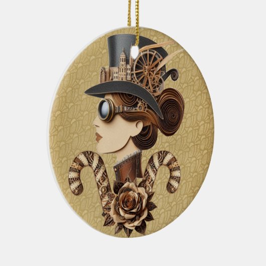 Steampunk pet vrouwen geconfronteerd met moderne k keramisch ornament (Rechts)