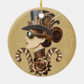 Steampunk pet vrouwen geconfronteerd met moderne k keramisch ornament (Achterkant)