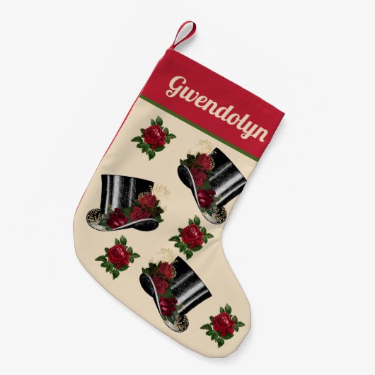 Steampunk-Petten met  rode rozen Kerstmis Kleine Kerstsok (Voorkant (Hangend))