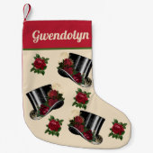 Steampunk-Petten met  rode rozen Kerstmis Kleine Kerstsok (Voorkant)