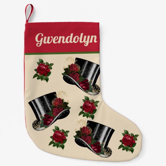 Steampunk-Petten met  rode rozen Kerstmis Kleine Kerstsok (Voorkant)