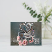 Steampunk piano met hart briefkaart (Staand voorkant)