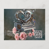 Steampunk piano met hart briefkaart (Voorkant)