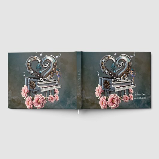 Steampunk piano met hart gastenboek (Volledig)