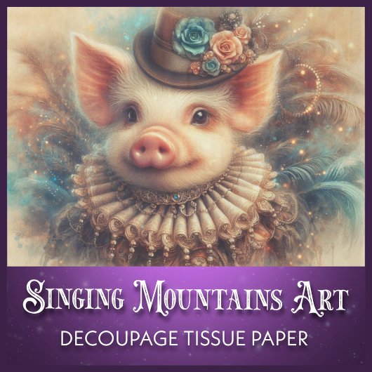  Steampunk Pig Quirky Decoupage Tissuepapier